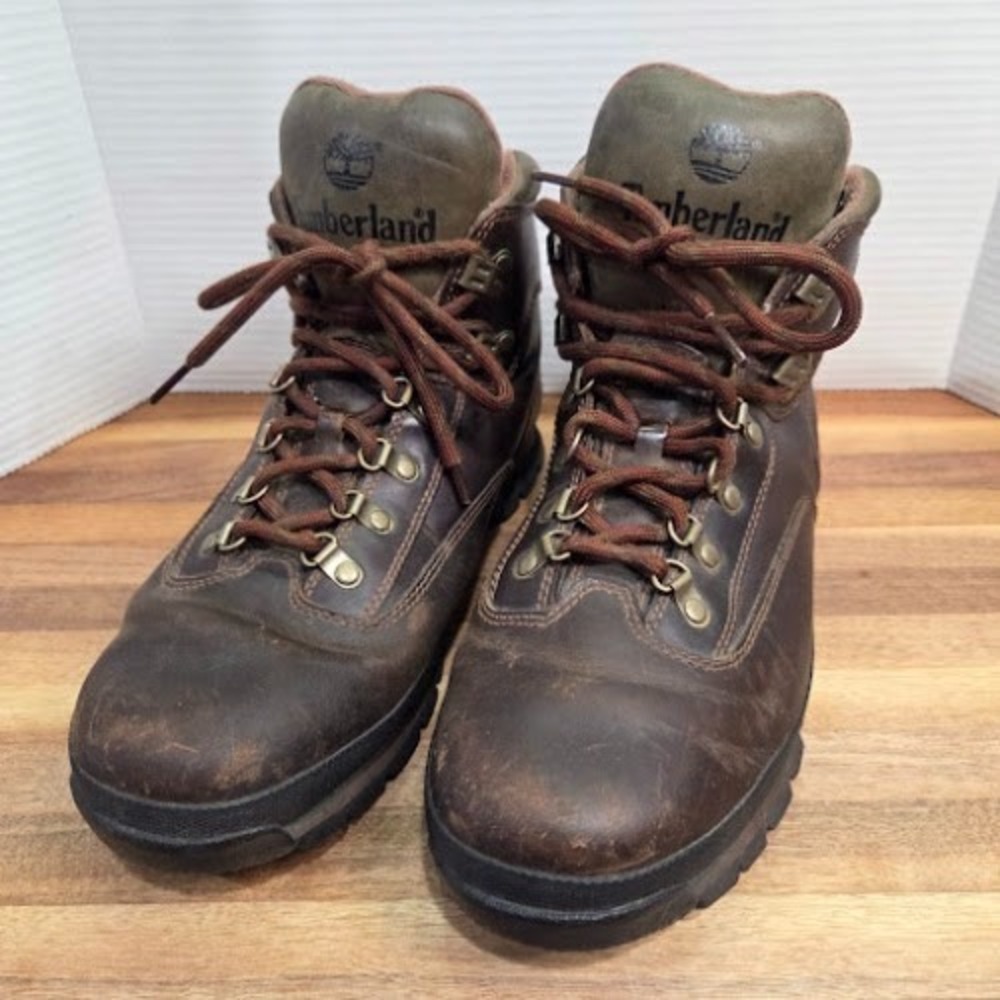 Timberland Euro Hiker Boots Men's Size 12 Brown Leather‎ Lace Up Ankle Outdoor